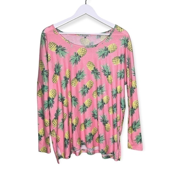 Wildfox Women’s Pineapple Palace Beach Knit Top Swim Coverup Top Pink Size XS - Picture 1 of 9
